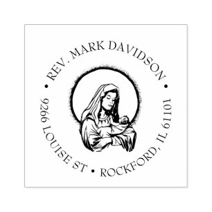 Carimbo De Borracha Virgem Católica Mary BabyJesus Religião