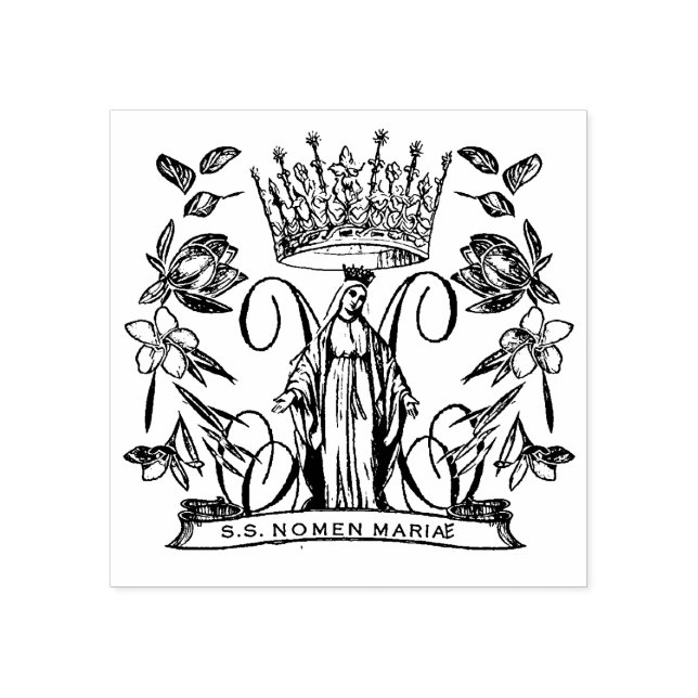 Carimbo De Borracha Virgem Católica Mary Rainha Religiosa do Céu (Impressão)