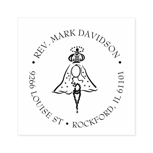 Carimbo De Borracha Virgem Católica Mary Rosary Endereço Religioso (Impressão)