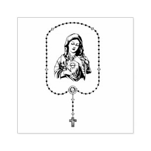 Carimbo De Borracha Virgem Católica Mary Rosary Endereço Religioso
