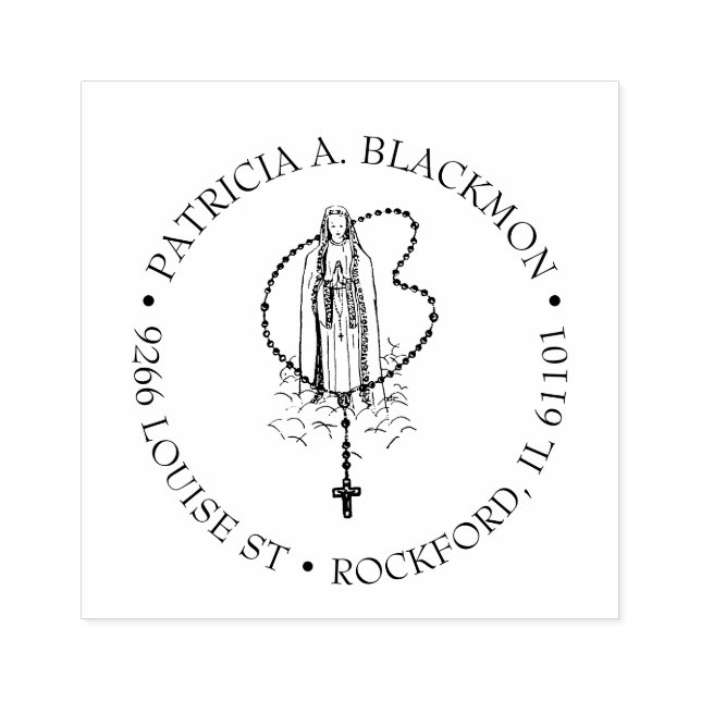 Carimbo De Borracha Virgem Católica Mary Santa Rosária Fátima Religios (Impressão)