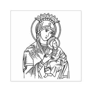 Carimbo De Borracha Virgem Religiosa Maria Ajuda Perpétua Jesus