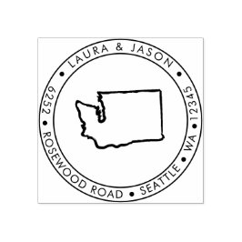 Carimbo De Borracha Washington State Map Return Address Wood