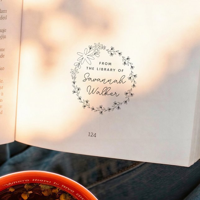 Carimbo De Borracha Wildflower Frame Calligraphy From the Library of (Criador carregado)