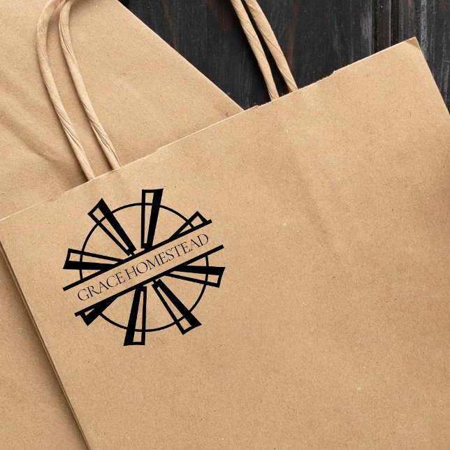 Carimbo De Borracha Windmill Homestead Farmers Market Add Name (Criador carregado)