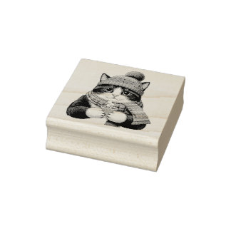 Carimbo De Borracha Winter Cat Cocoa