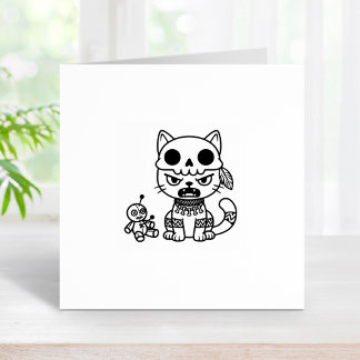 Carimbo De Borracha Witch Cat Voodoo Doll 1x1