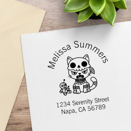 Carimbo De Borracha Witch Cat Voodoo Doll Arch Address