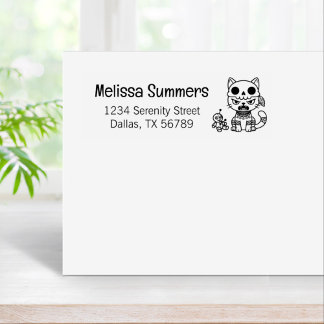 Carimbo De Borracha Witch Cat Voodoo Doll Return Address