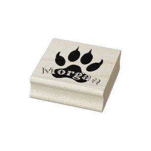 Carimbo De Borracha Wolf Paw Print com Nome Monograma Signature Seal