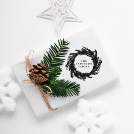 Carimbo De Borracha Wreath Natal moderno e elegante