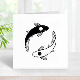 Carimbo De Borracha Yin-Yang Koi Fish Pair