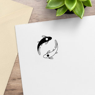 Carimbo De Borracha Yin-Yang Koi Fish Pair 2