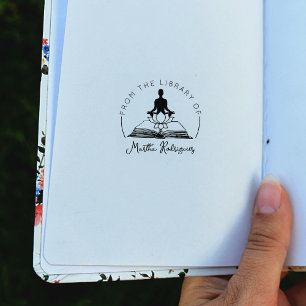 Carimbo De Borracha Yoga Namaste Lotus Book, da Biblioteca de
