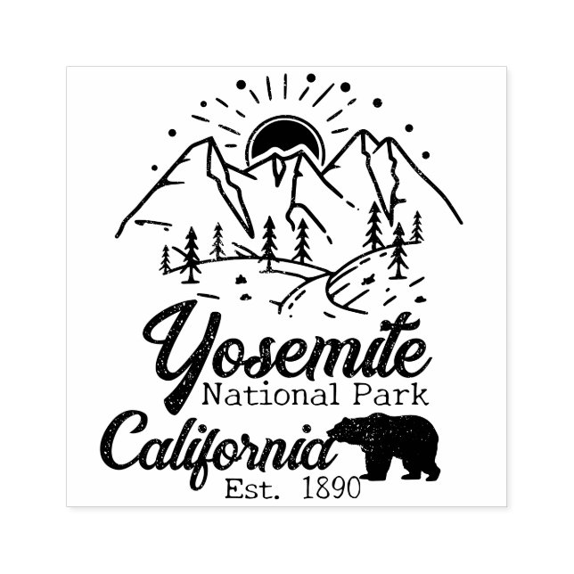 Carimbo De Borracha Yosemite National Park Bear Minimalista Mountain (Impressão)