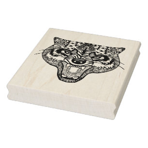 Carimbo De Borracha Zentangle inspirou o lobo