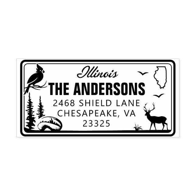 Carimbo de Endereço da Placa de Licença de Illinoi (Design)