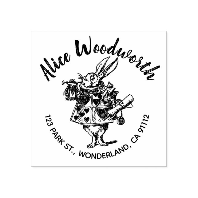 Carimbo de endereço de borracha de Rabbit branco (Impressão)