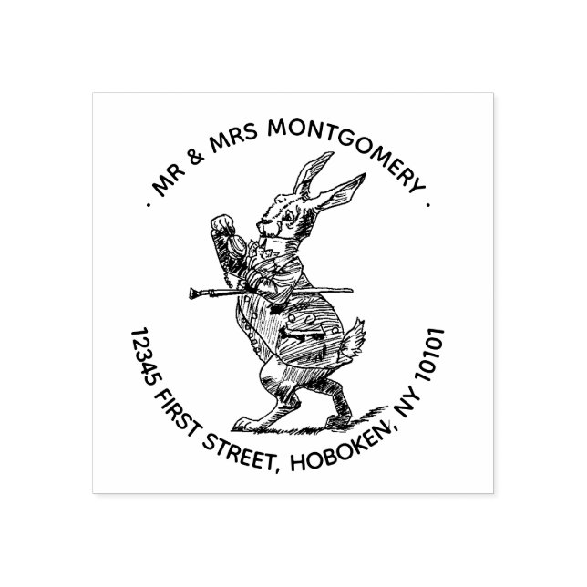 carimbo de endereço de devolução do coelho branco (Impressão)