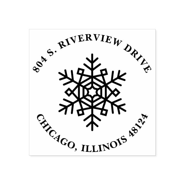 Carimbo de Endereço de Retorno de Natal com Floco  (Impressão)