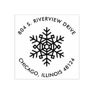 Carimbo de Endereço de Retorno de Natal com Floco 