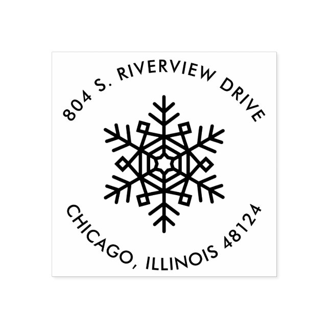 Carimbo de Endereço de Retorno de Natal com Floco  (Impressão)