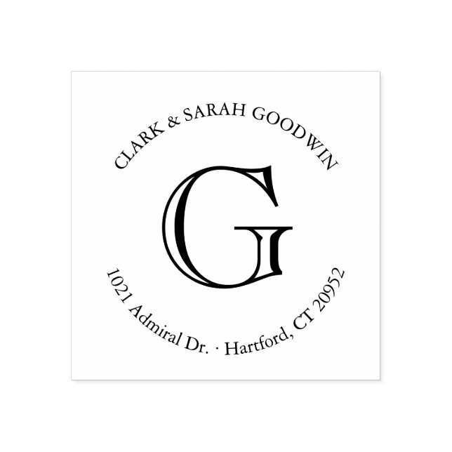 Carimbo de Endereço de Retorno do Monograma Clássi (Impressão)