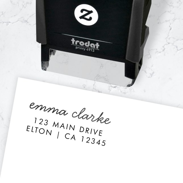 Carimbo de Endereço de Retorno Mínimo de Autodigit (Personalized self inking address stamp with elegant modern design for letters and stationery)