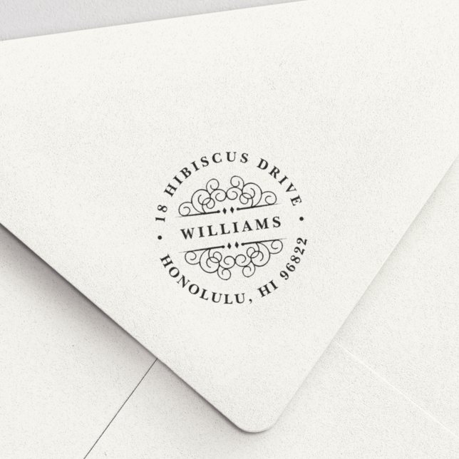 Carimbo de Endereço de Retorno Redondo Deco Floura (Criador carregado)