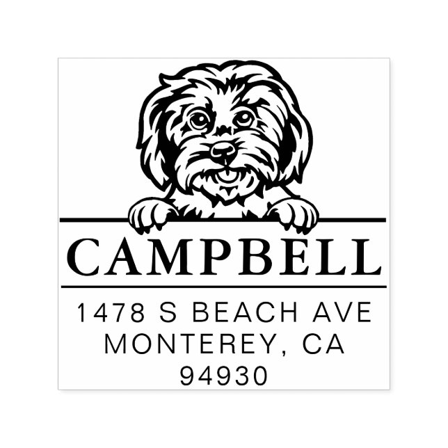 Carimbo de endereço personalizado de cão maltês (Design)