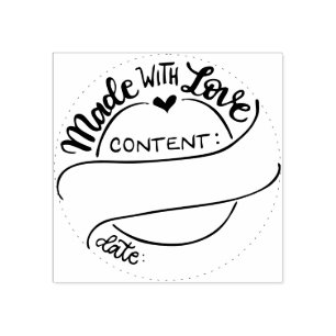 Carimbo de latas - Feito com amor - Carimbo de bor