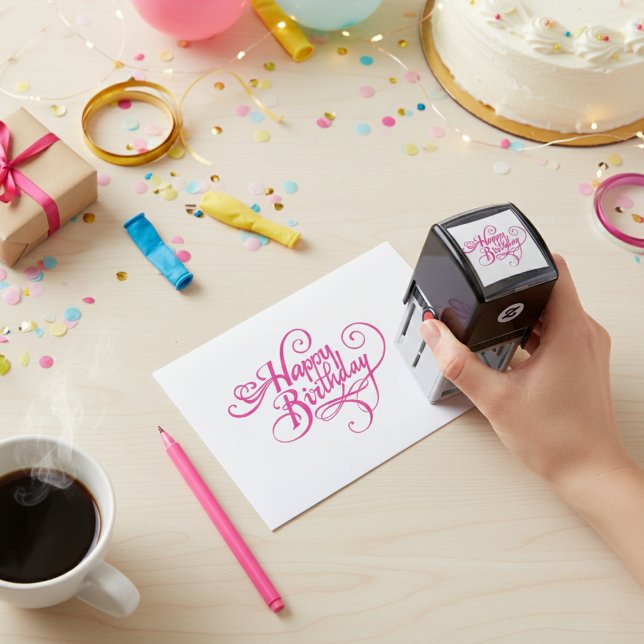 Carimbo de Leitura Feliz Personalizado (Personalized Happy Birthday Self-Inking Stamp)