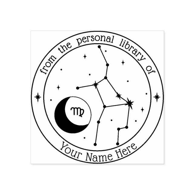 Carimbo de Livro Zodiac Personalizado por Virgem (Impressão)