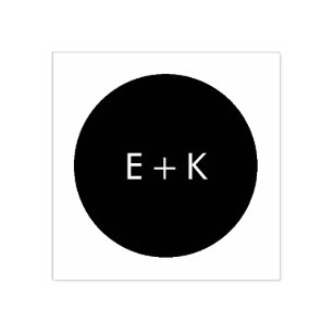 Carimbo de madeira monograma em círculo simples