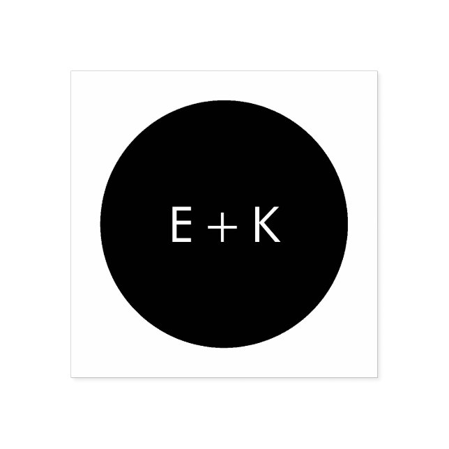 Carimbo de madeira monograma em círculo simples (Impressão)