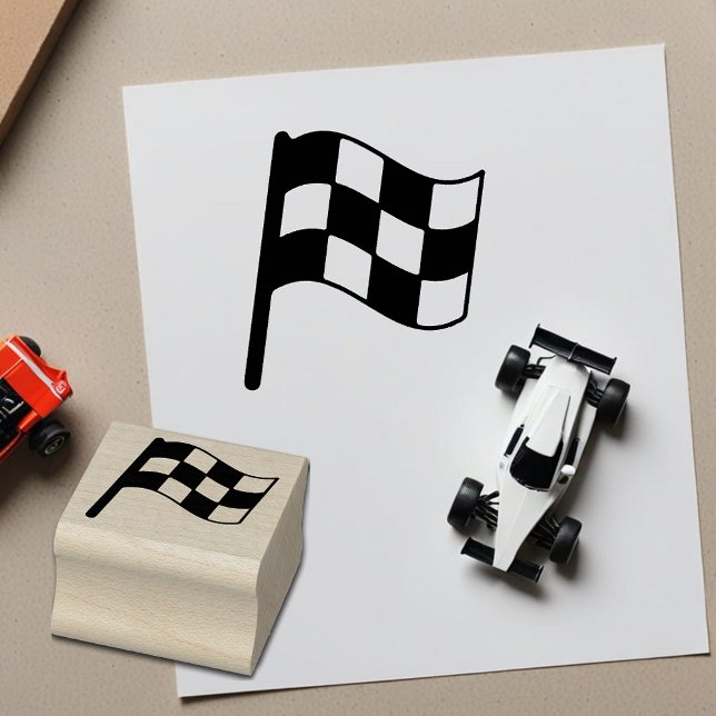 Carimbo de Mini Madeira com Sinalizador de Corrida (🏁 Add racing flair to your crafts! 🎨)