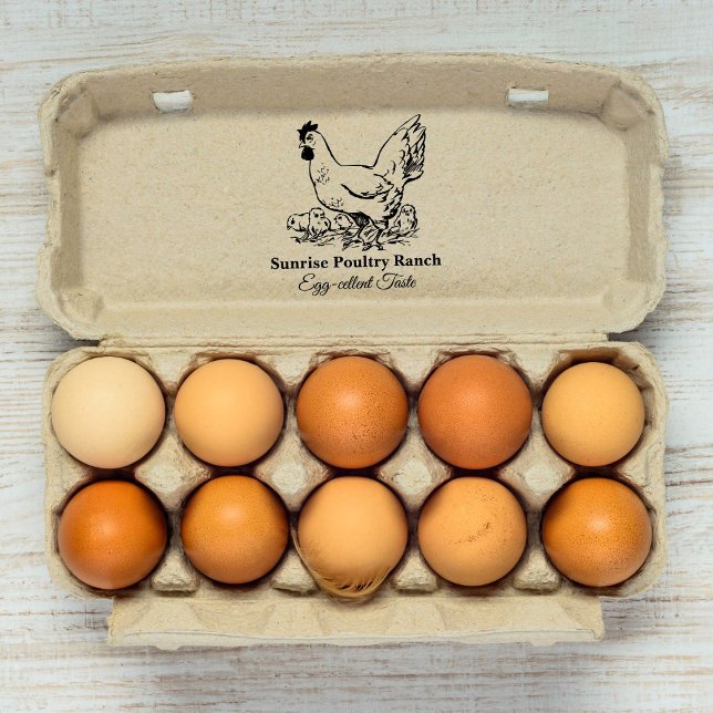 Carimbo de Ovo Personalizado de Fazenda de Galinha (Vintage Rustic Chicken Farm Custom Egg Stamp)