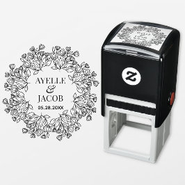 Carimbo Floral Elegante Monograma Borracha Carimbo