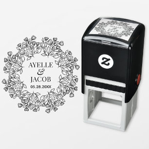 Carimbo Floral Elegante Monograma Borracha Carimbo