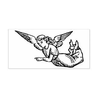 Carimbo natal vintage Angel Woodcut