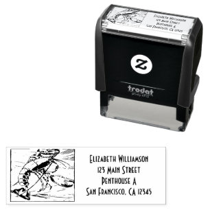 Carimbo personalizado com lagosta no oceano