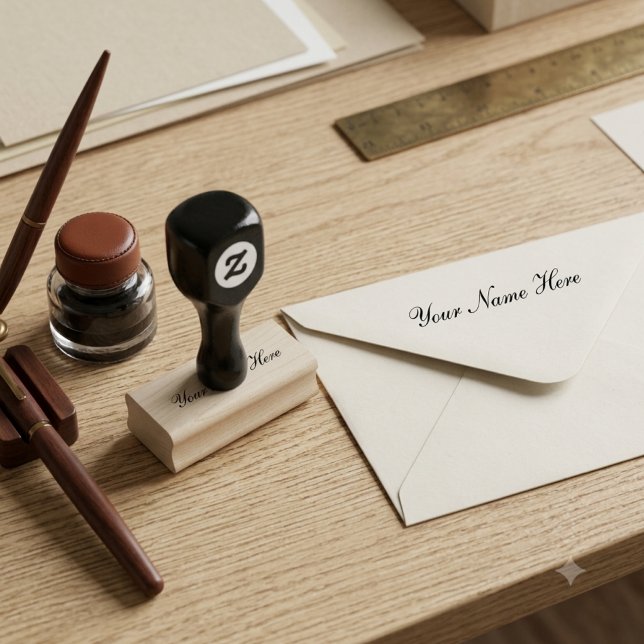 Carimbo Personalizado de Borracha de Madeira (Personalized Wooden Rubber Stamp)