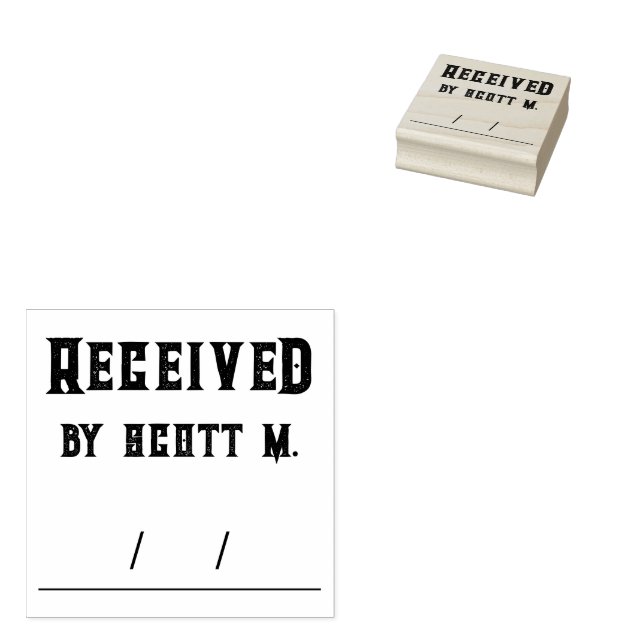Carimbo Personalizado de Nome em Borracha Recebido (Carimbado)