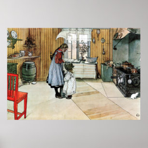 Carl Larsson no poster das belas artes da cozinha