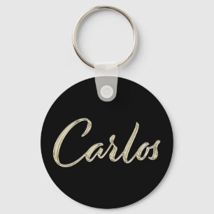 Carlos Name whitegold Button Porta-chaves