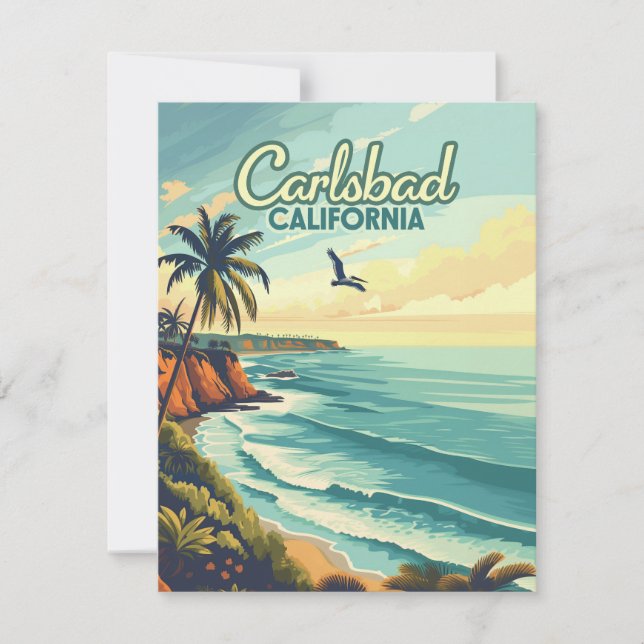 Carlsbad California San Diego Beach Vintage Card (Frente)