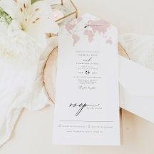 Carmen Blush Pink Map Destino Viagem Casamento A