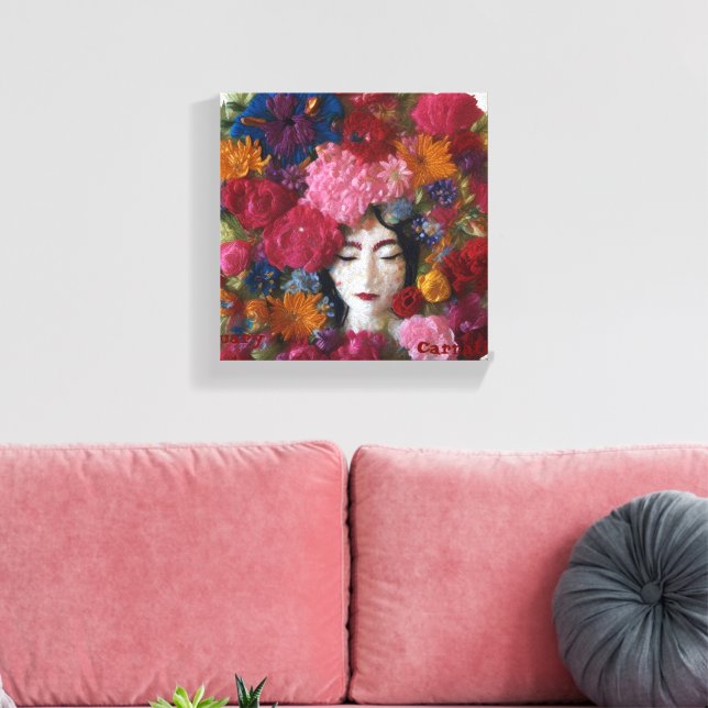 Carnação Blooms of Winter Grace: Canvas de janeiro (Insitu(Sala de estar))