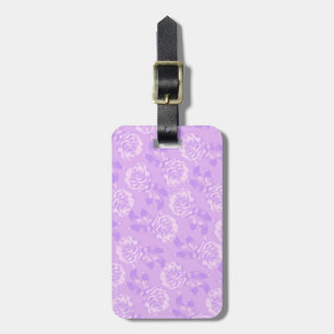 Carnação floral damasco roxo etiqueta de mala roxa