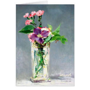 Carnações Manet e clematis Cartão de saudação Flor